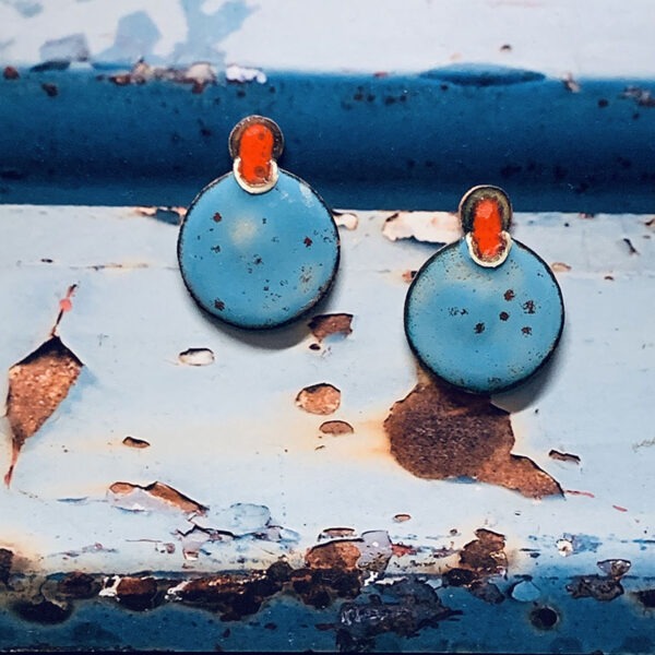 Oorbellen emaille blauw