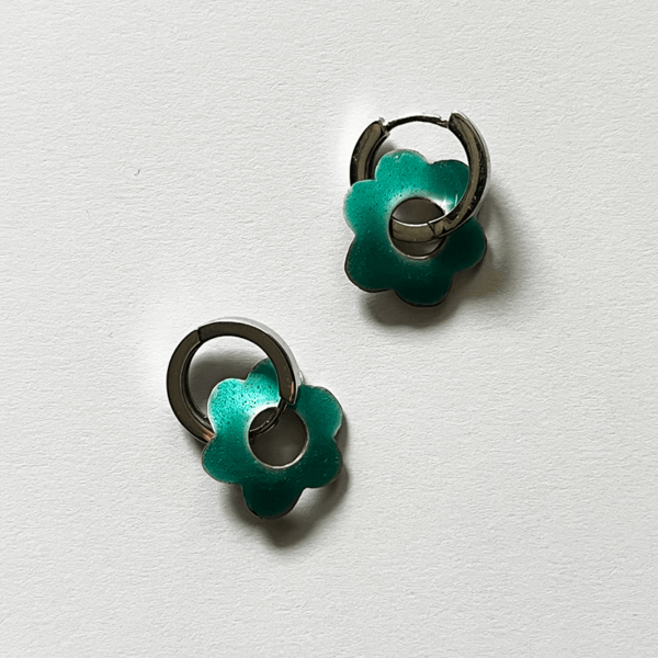 Oorbellen emaille transparant fel groen - Afbeelding 3