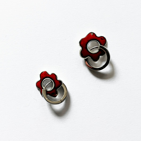 Oorbellen emaille transparant rood - Afbeelding 4