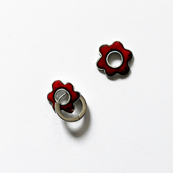 Oorbellen emaille transparant rood - Afbeelding 2