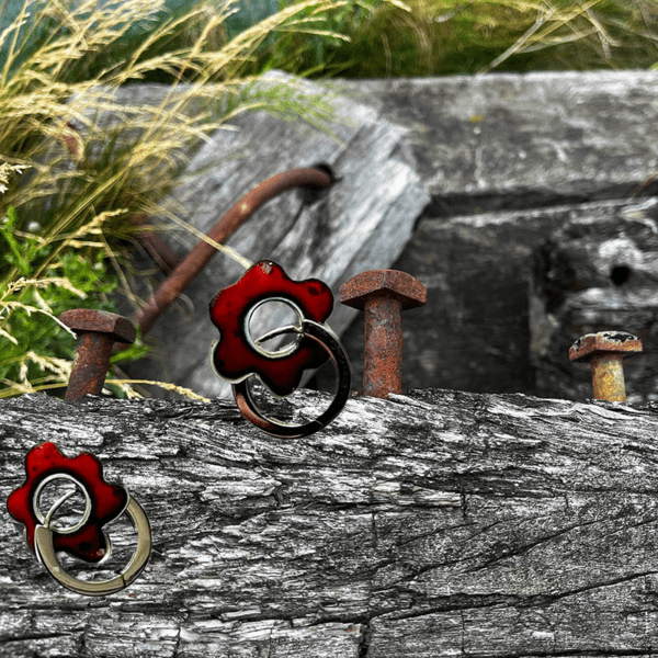 Oorbellen emaille transparant rood